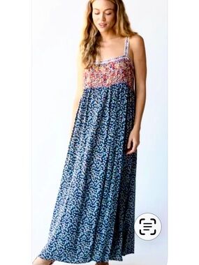 NATURAL LIFE Floral Maxi Dress - Navy, Red & Purple